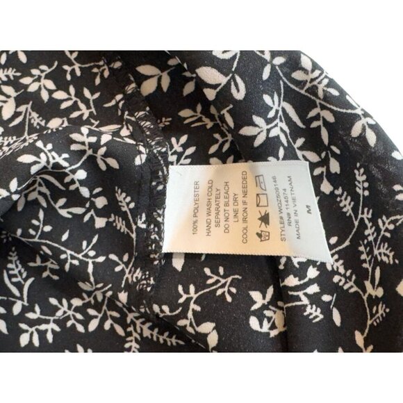 Pleione for Anthropologie Black and White Floral Blouse Top Sz M EUC Flattering - Picture 8 of 11